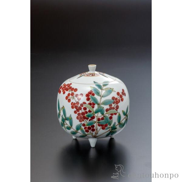 九谷焼 香炉 南天 3.8号 ( 退職祝い 定年 お香 線香 リラックス 仏具