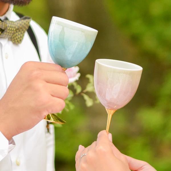 九谷焼 ワインカップ cheri ペア ( 木箱名入れ有料 母の日 九谷焼 ワインカップ cheri ペア ( 木箱名入れ有料 母の日