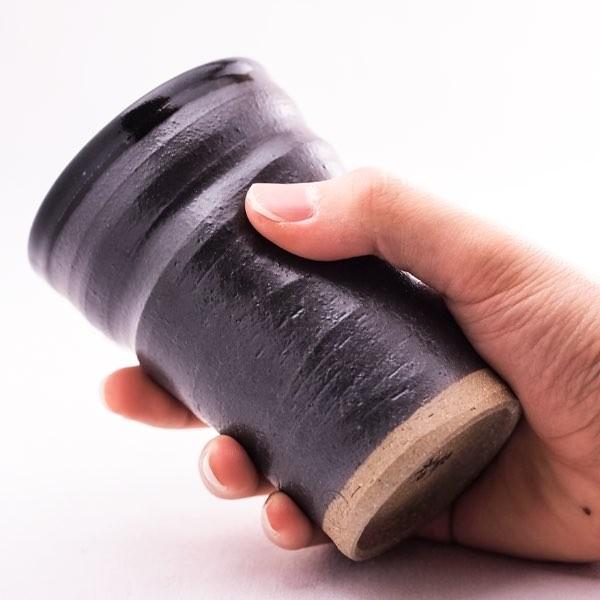 九谷焼 ビアカップ 黒釉 ペア ( 和窯 初任給 プレゼント 母の日 陶器