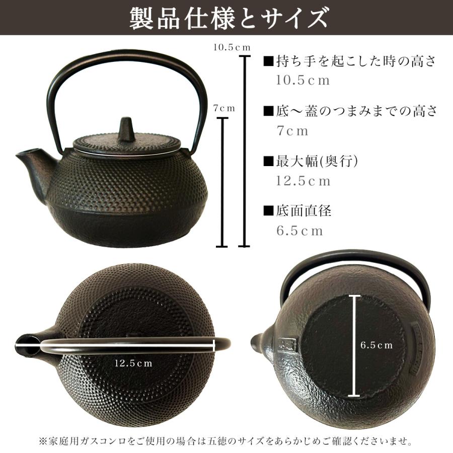 岩鋳（IWACHU） 南部鉄器 鉄瓶兼用急須 新アラレ 直火用 3型 320ml