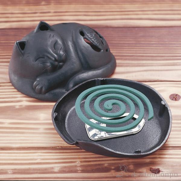 蚊遣り ネコ 黒 ( 岩鋳 猫 インセンス インテリア 雑貨 蚊取り線香