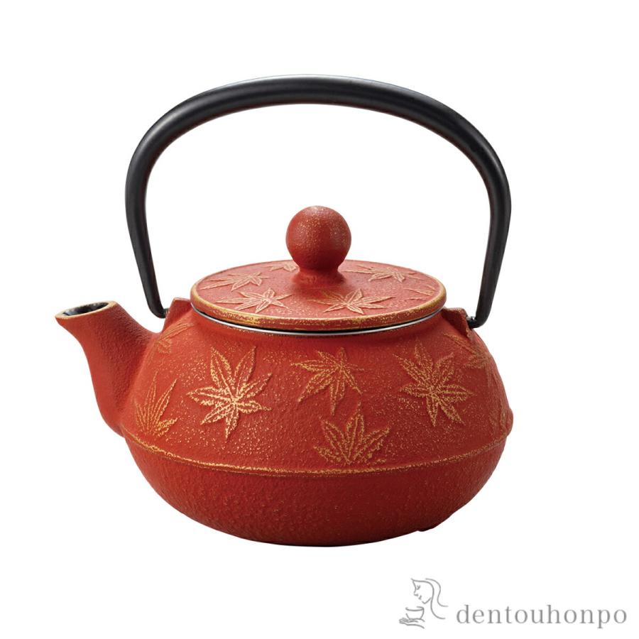 岩鋳（IWACHU） 南部鉄器 急須3型 カエデ 金/赤茶 茶こし付 ( 岩鋳 