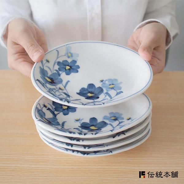 九谷焼 楕円皿揃 お花畑 5号 5枚セット ( 退職祝い 定年 セット