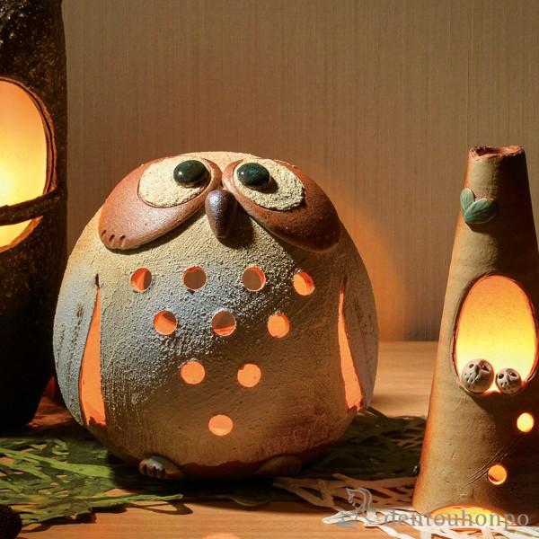 あかり 丸たまふくろう ( へちもん 木札名入れ有料 父の日 プレゼント 初任給 スタンドランプ テーブルランプ アンティーク 照明 おすすめ 信楽焼 結婚 出産 )