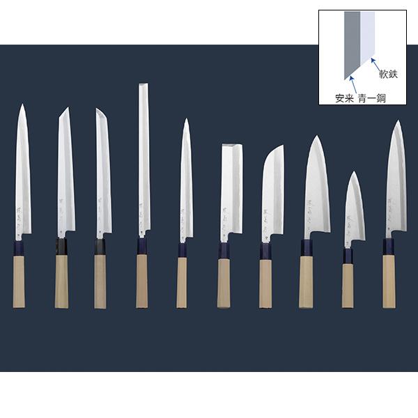 和包丁 堺菊守 青鋼（朴八角柄） 出刃 135mm 1本 名入れ彫刻無料