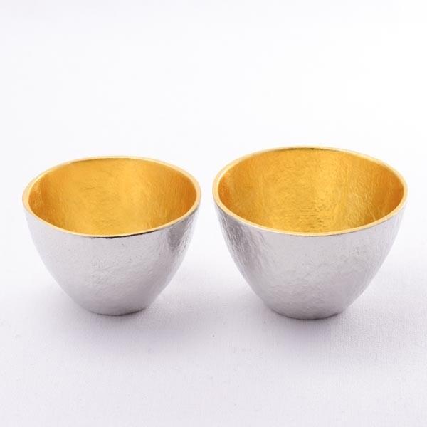 能作 酒器セット 金箔 小サイズ 片口 1個・ぐい呑 2個 ( あすつく 名 