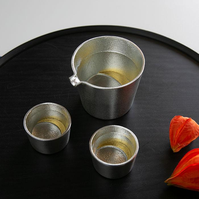月の酒器セット 金箔 片口1個・ぐい呑2個 ( 能作 名入れ有料 父の日 