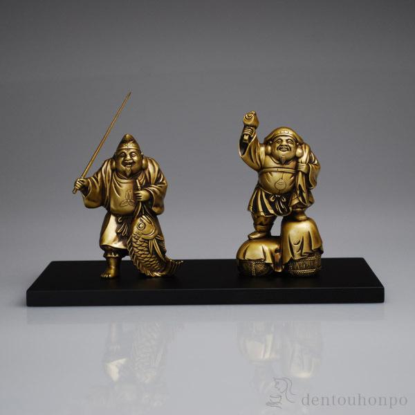 木製 漆器 福の神像 2体セット　箱あり 福の神像 2体セット