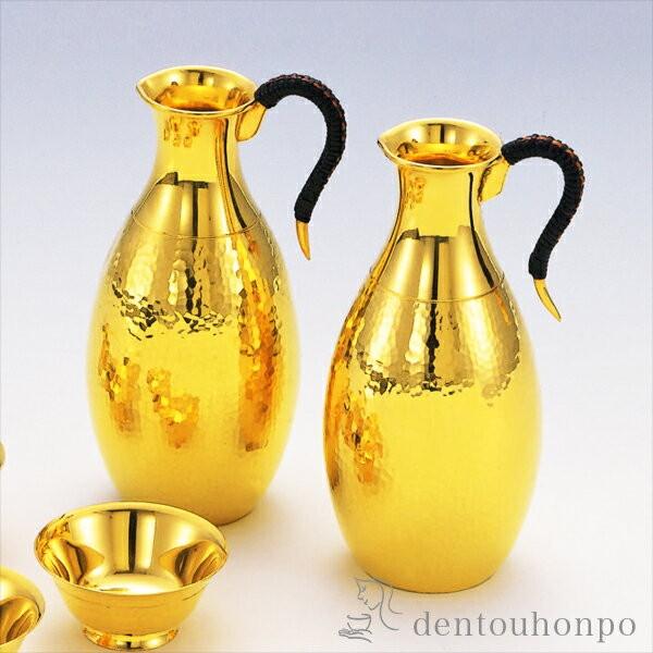 純金 酒器セット 槌目 A 千呂利2個/猪口5個 ( 光則（金工芸） 木札名