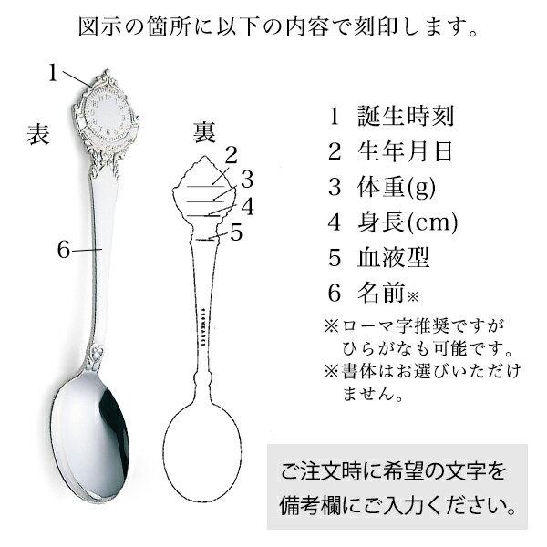 銀製 スプーン バースレコード リトルハート 名入れ彫刻無料 ( セット