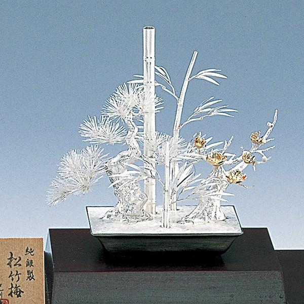 銀製 盆栽 松竹梅 3号・28g ( 木札名入れ有料 高級 コレクション 美術
