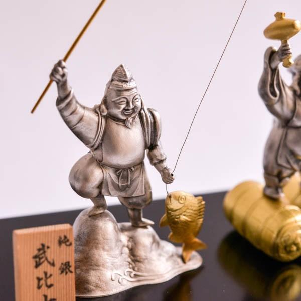 銀製 大黒天・恵比須セット 53g ( 武比古 木札名入れ有料 恵比寿 大黒 宝船 置物 幸運 東京銀器（銀工芸） 結婚 出産 内祝い 引き出物 金婚式 )の画像