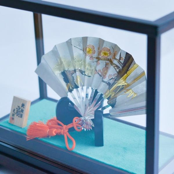 銀製 扇子 松竹梅 G 4.5号・28g ガラスケース付き ( 光則（銀工芸