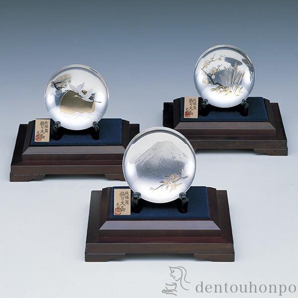 純銀 飾り大盃 日の出鶴 A 5.0号・210g ( 光則（銀工芸） 木札名入れ