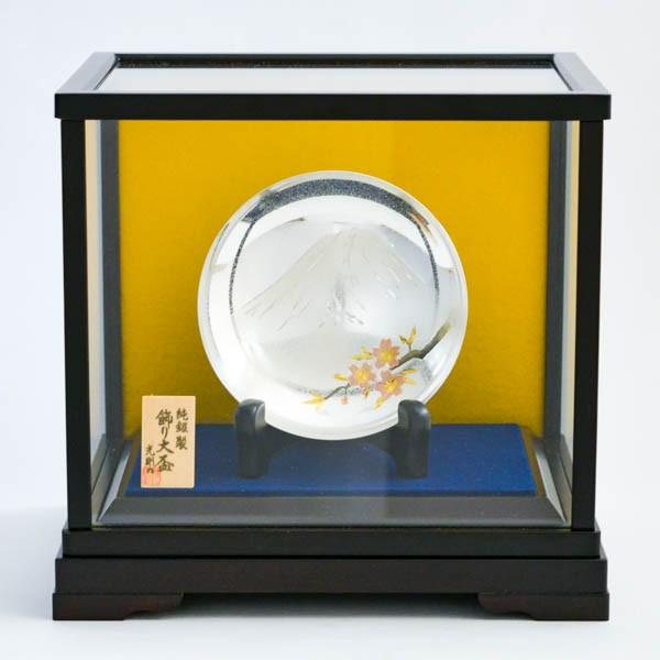 純銀 飾り大盃 富士桜 A 5.0号・210g ( 光則（銀工芸） 木札名入れ有料