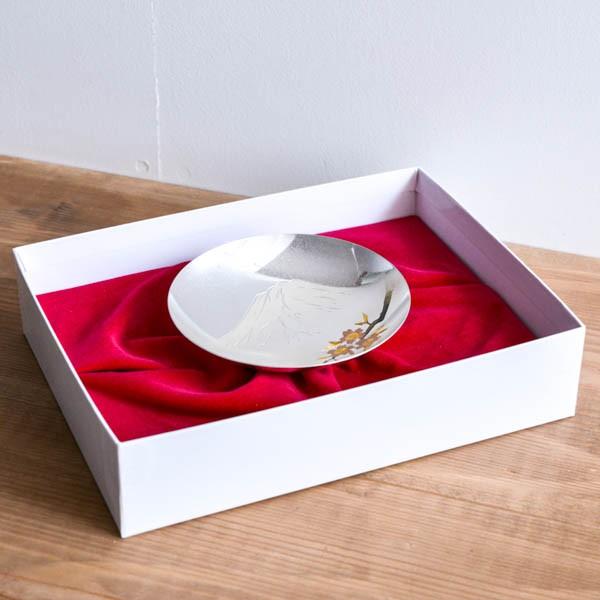 純銀 飾り大盃 富士桜 A 5.0号・210g ( 光則（銀工芸） 木札名入れ有料