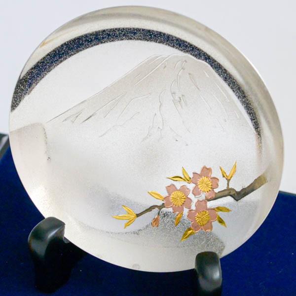 純銀 飾り大盃 富士桜 F 2.5号・43g ( 光則（銀工芸） 木札名入れ有料