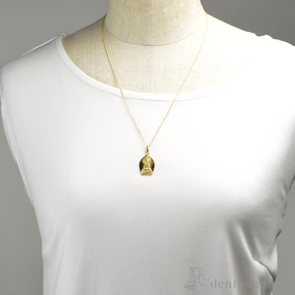 十八金製 お守りご本尊ペンダント 文殊菩薩 卯年 K18チェーン付