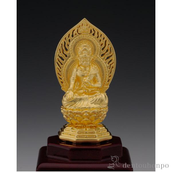 純金製 お守り御本尊 虚空蔵菩薩 丑・寅年 ガラスケース　飾り台付 ( 光則（金工芸） 木札名入れ有料 仏壇 寺院 仏様 日本 仏具 東京銀器（金工芸） )