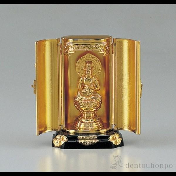 仏像】虚空蔵菩薩 - 厨子入り 純金メッキ仕上げ 総高9.7cm 高岡 虚空蔵