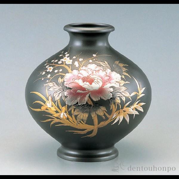 伝統本舗銅製花瓶 新寿形 牡丹四君子 12号 木札名入れ有料 花瓶 フラワーベース 花器 仏間 おすすめ 高岡銅器 周年 創立 上場 竣工 開店 事務所移転 ブランド雑貨総合