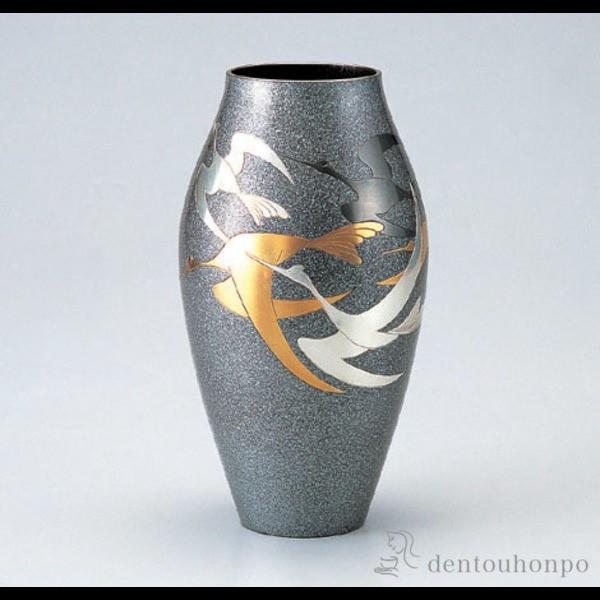 銅製花瓶 細壷形 千羽鶴 ( 木札名入れ有料 花瓶 フラワーベース 花器