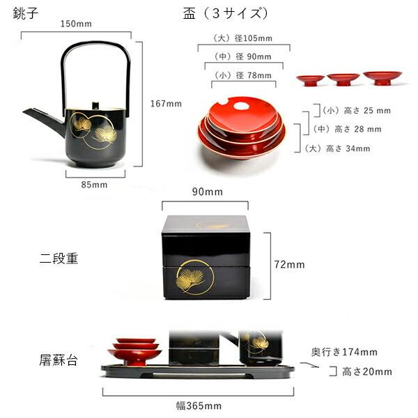 お屠蘇付き限定セット 屠蘇器／とそき 耀松紋 4点セット 屠蘇散付き ( あすつく 父の日 プレゼント おとそ とそ器 屠蘇器 銚子 盃 重箱 山中漆器 徳利 )｜dentouhonpo｜07