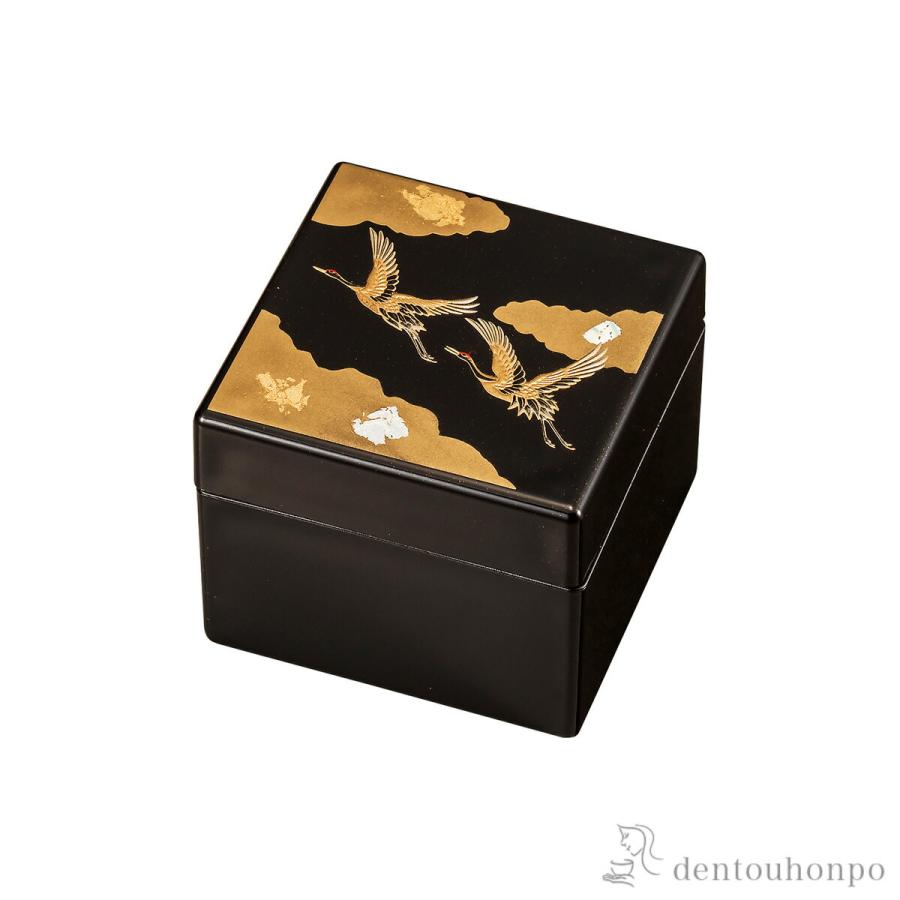 角宝石箱 吉祥鶴 黒 オルゴール付 ( 退職祝い 定年 アクセサリー入れ