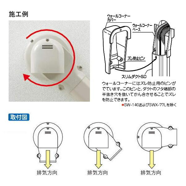 因幡電工 INABA スリムダクトSD ウォールコーナー換気式 大口径用