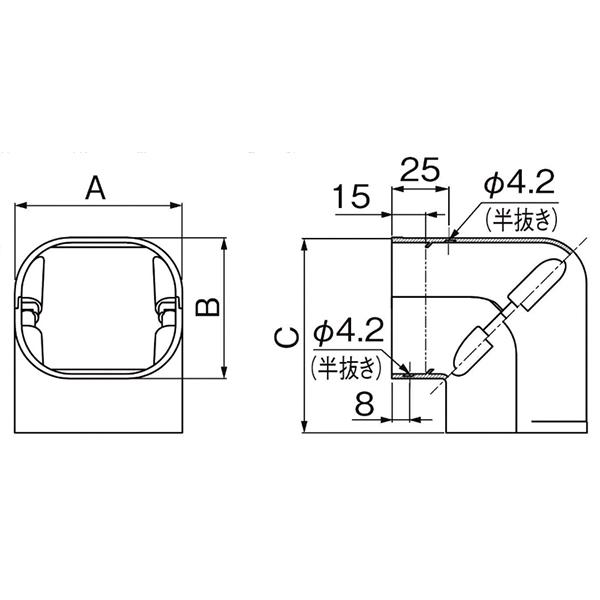 因幡電工 INABA スリムダクトLD コーナー立面90° アイボリー LDC-70-I