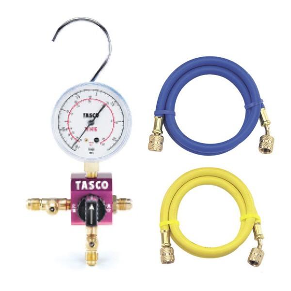 TASCO 　バルブ式シングルゲージマニホールド R404AR407CR507AR134a用ボールバルブ式ゲージマニホールド | 株式会社