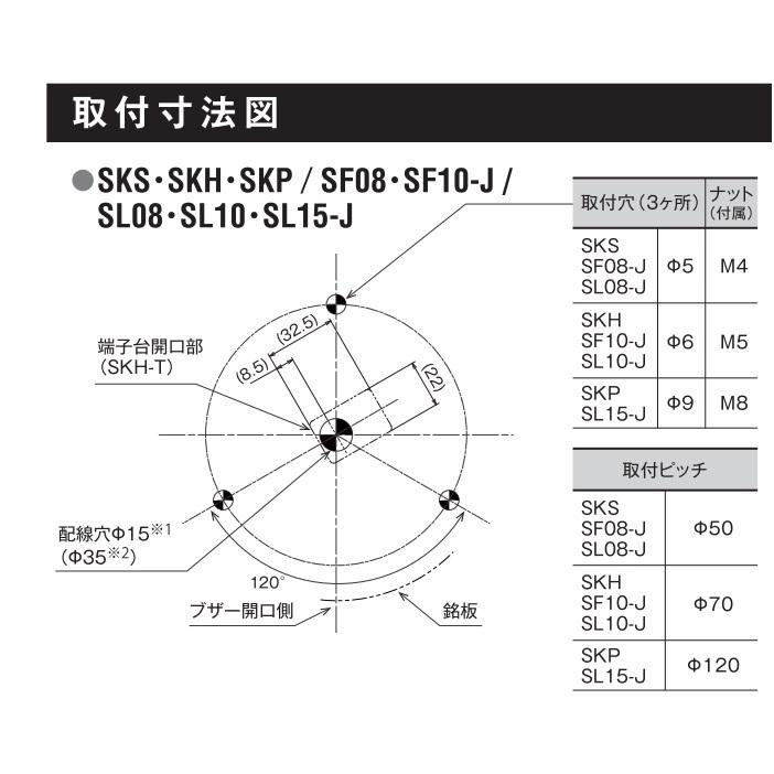短納期 パトライト(PATLITE) モータレスLED回転灯 SF08-M1JN DC12〜24V Ф80 ケーブル配線 防滴 （赤or黄）の画像