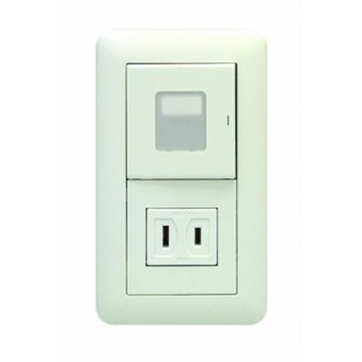 163☆コンセントなくても使える☆初心者向き☆美品☆Office付き 神保電器 WJHM02701PW 1連2個用 (マーク付片切スイッチ＆コンセント