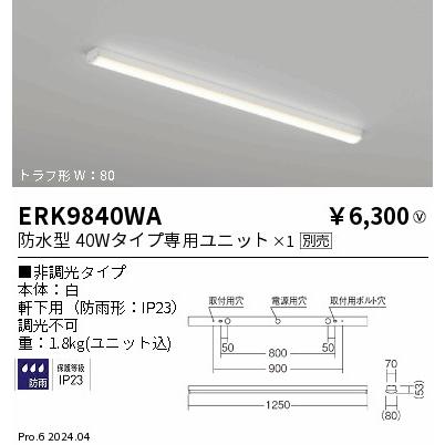 LED シーリングライト ホワイトプロペラ付き 遠藤照明 遠藤照明(ENDO) 軒下用ベースライト トラフ形 40Wタイプ W