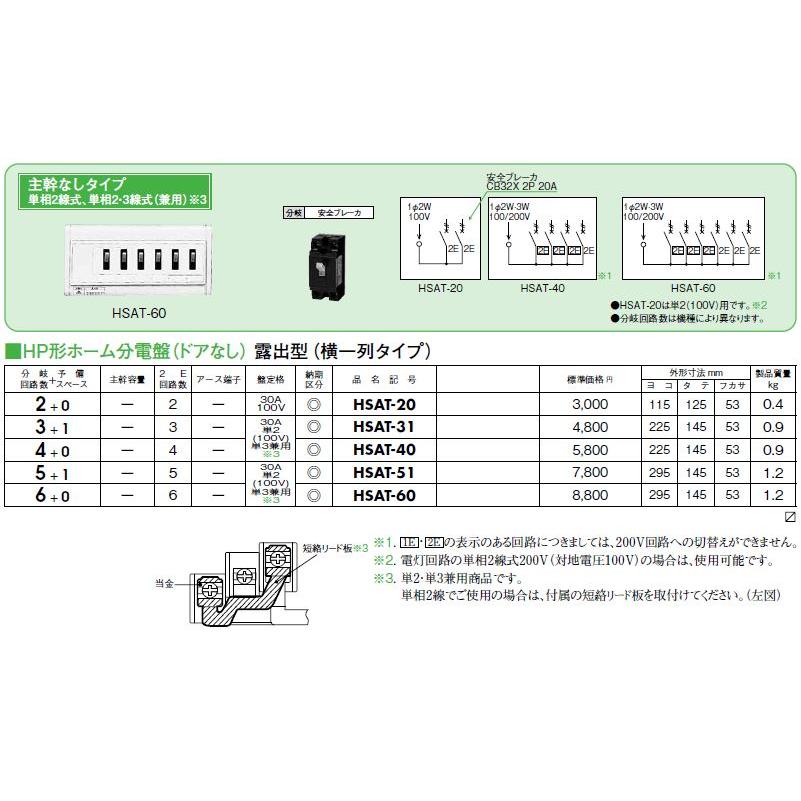 日東工業 HSAT-40 HP形ホーム分電盤 ドアなし 露出型(横一列 日東工業 HSAT-40 HP形ホーム分電盤 ドアなし 露出型(横一列