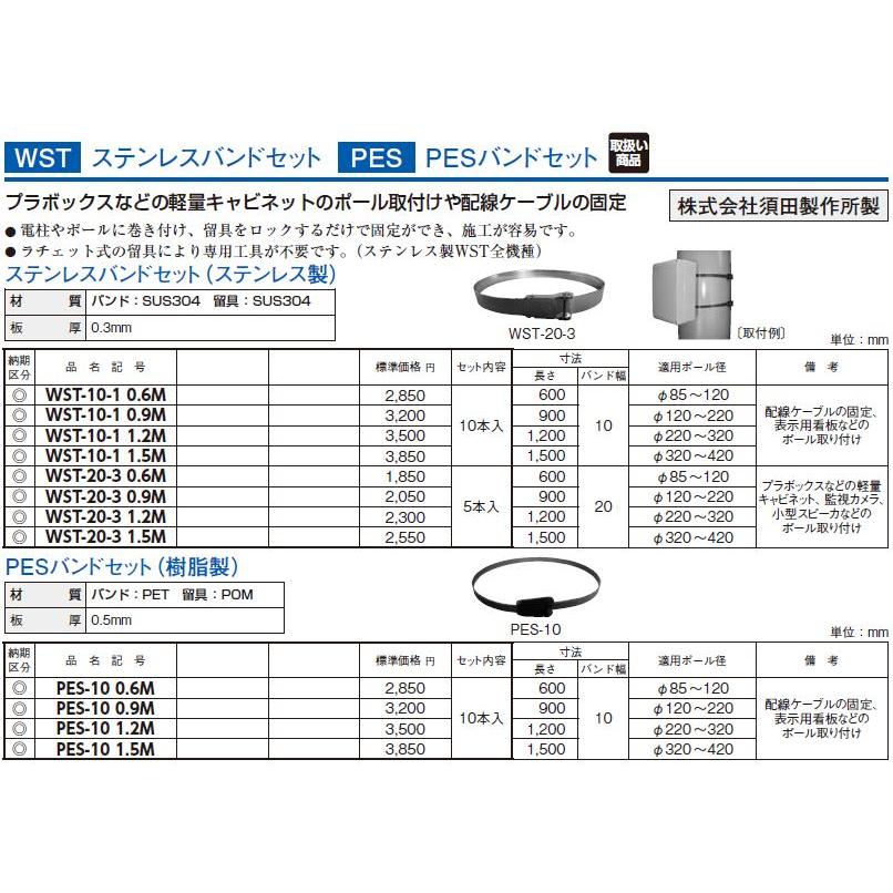 日東工業 WST-20-3 1.5M ステンレスバンドセット 5本入 ステンレス製