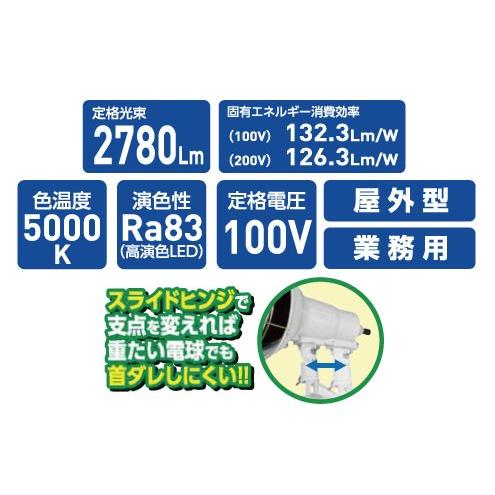 日動工業 TOL-E2005PN-50K  LEDエコビック投光器20W スライドタイプ 作業用 投光器 バイス付（球付属） 2PNCT 5m P 白の画像