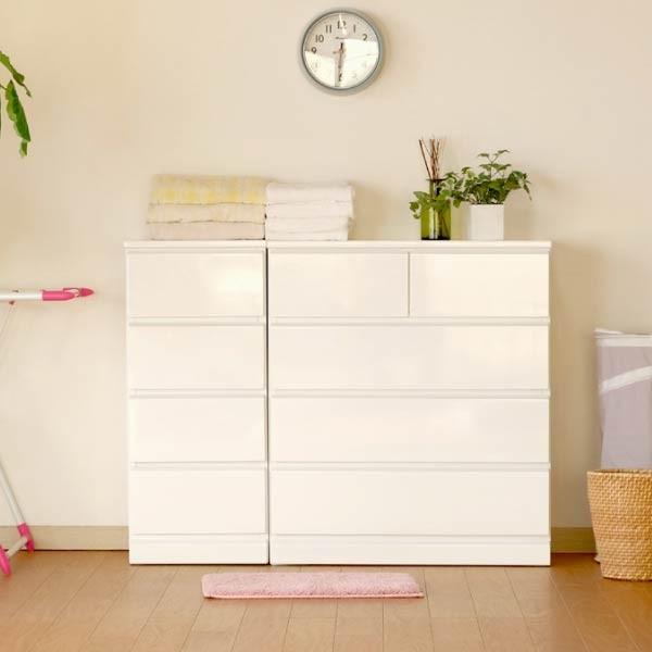 一生紀（ISSEIKI） チェスト タンス ローチェスト 4段 ホワイト 幅40