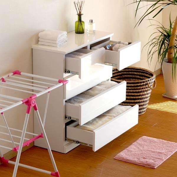 一生紀（ISSEIKI） チェスト タンス ローチェスト 4段 ホワイト 幅70