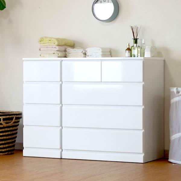 チェスト タンス ローチェスト 4段 ホワイト 幅50 完成品 ISSEIKI