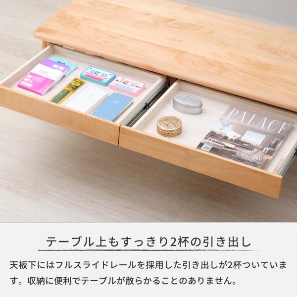 一生紀（ISSEIKI） ローテーブル 収納付きセンターテーブル 引き出し