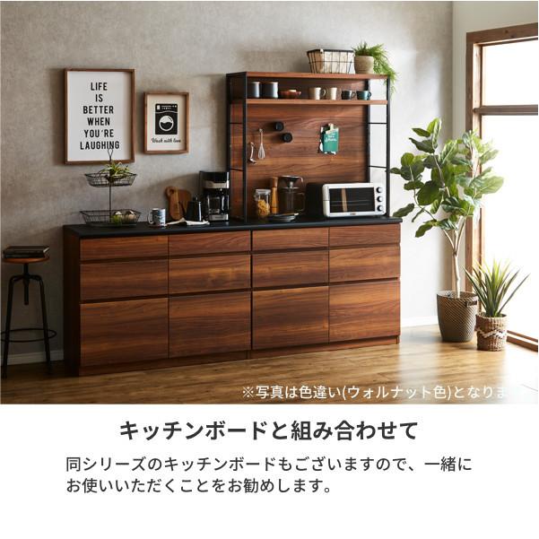 キッチンカウンター キッチン収納 幅110cm 日本製 グレー オーク柄