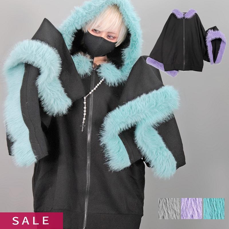 Deorart（ディオラート） 【SALE】[着物袖] フードポンチョ ファー