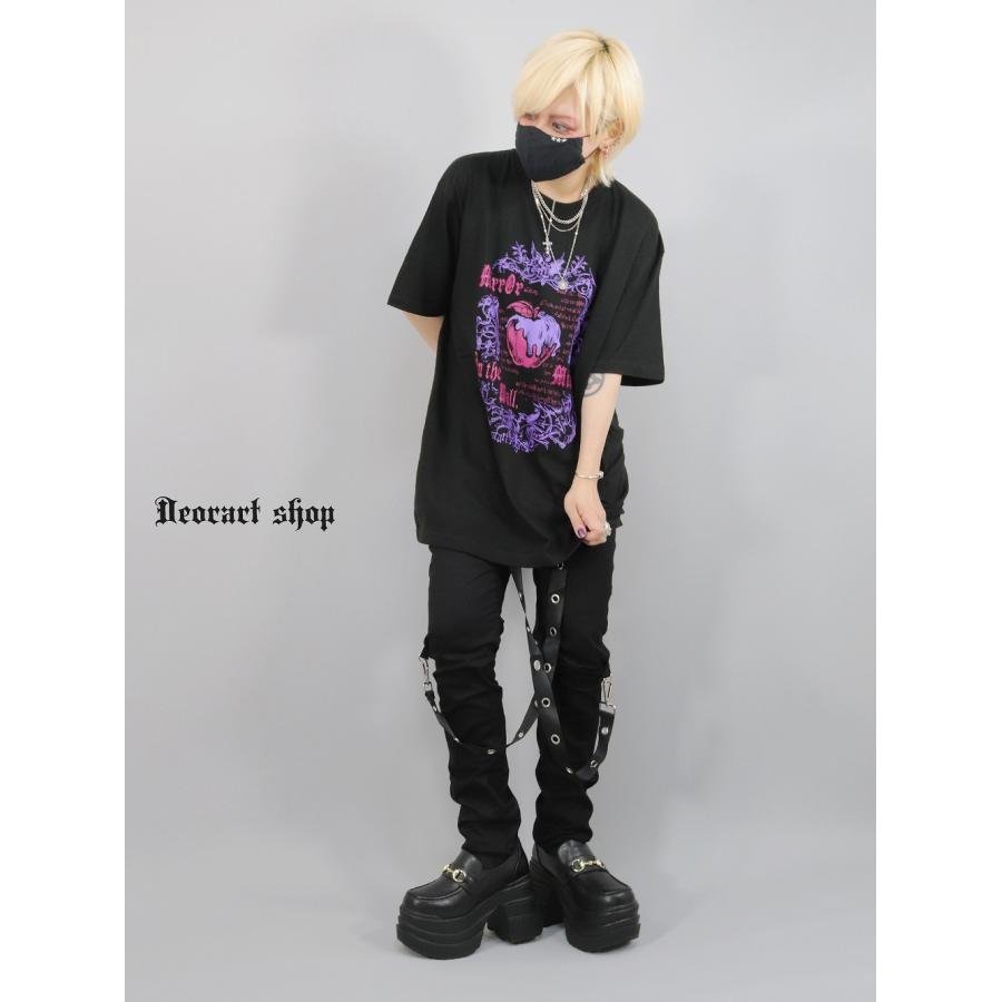 [APPAREL]/ディオラート/ハトメサスペンダー付 スリムシルエットパンツ ブラック (M) ゴスロリ・パンク/Deorart Deorart（ディオラート） ハトメサスペンダー付 スリムシルエット