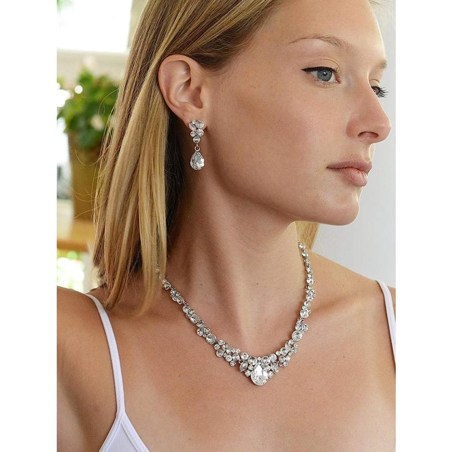【並行輸入品】FHMZ Rhinestones Necklace and Earring Sets for Women Wedding Prom_1