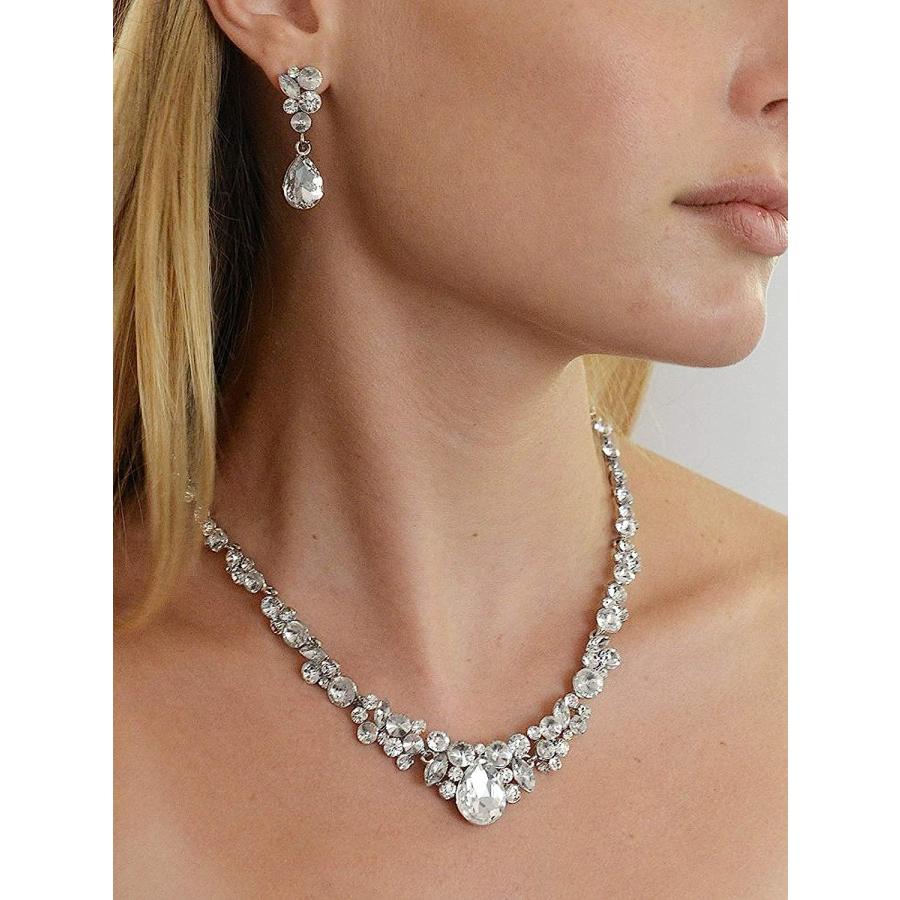 【並行輸入品】FHMZ Rhinestones Necklace and Earring Sets for Women Wedding Prom_2