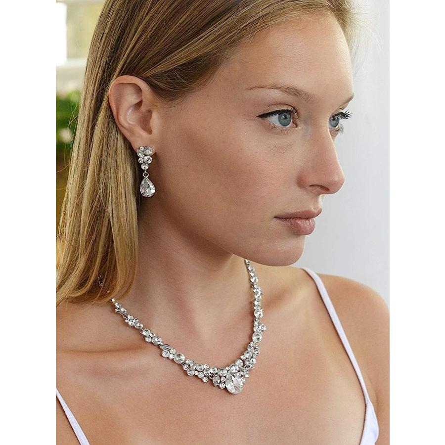 【並行輸入品】FHMZ Rhinestones Necklace and Earring Sets for Women Wedding Prom_3
