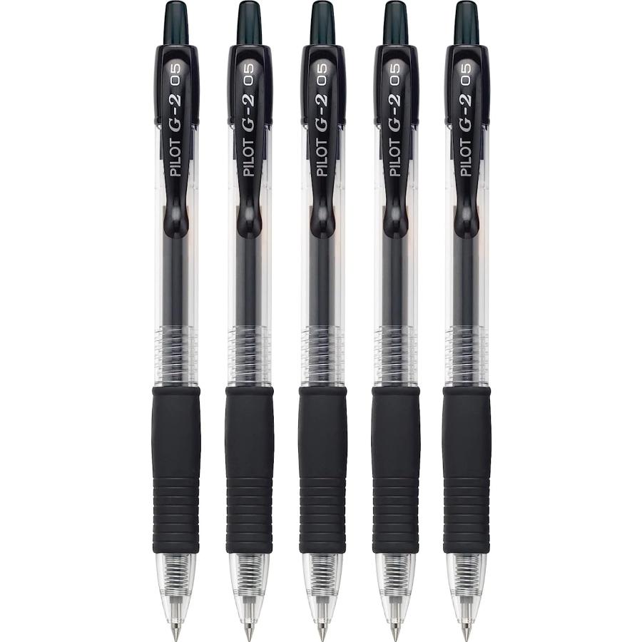【並行輸入品】Pilot G2 ノック式ボールペン 高級ジェルインク 極細 5-Pack　