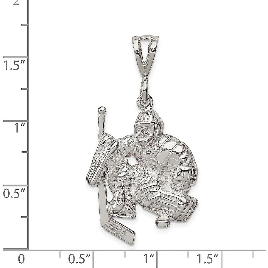 【並行輸入品】Iceカラット925スターリングシルバーHockey GoalieペンダントチャームネックレススポーツFineジュエリーギフトセットレデ_2