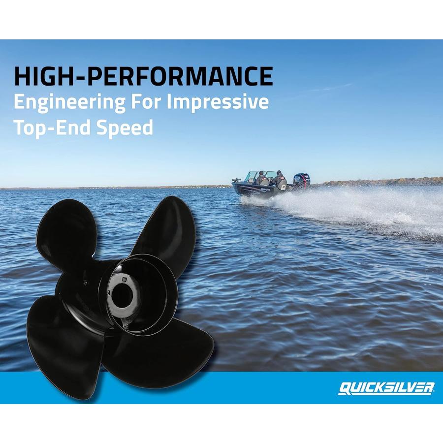 【並行輸入品】Quicksilver ネメシス 4枚羽アルミニウムプロペラ - 右手回転、ブラック仕上げ 40 HP - 60 HP (Standar_1